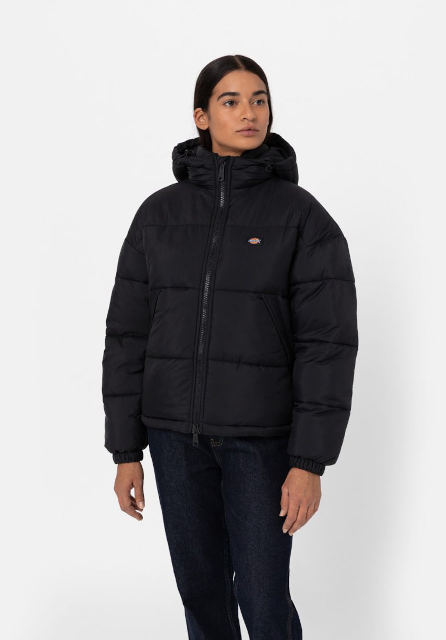 Black puffer jacket oversized online