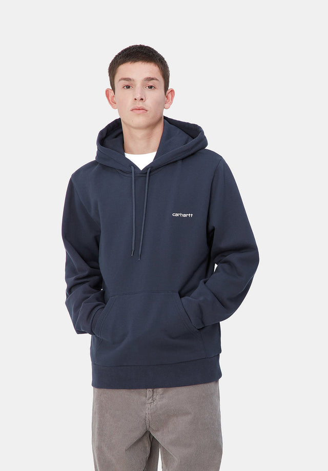 Hooded Script Embroidery airforceblue-white Vorderansicht