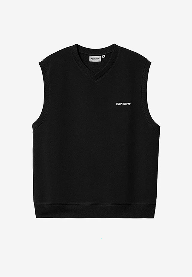 Script V-Neck Vest black-white Vorderansicht