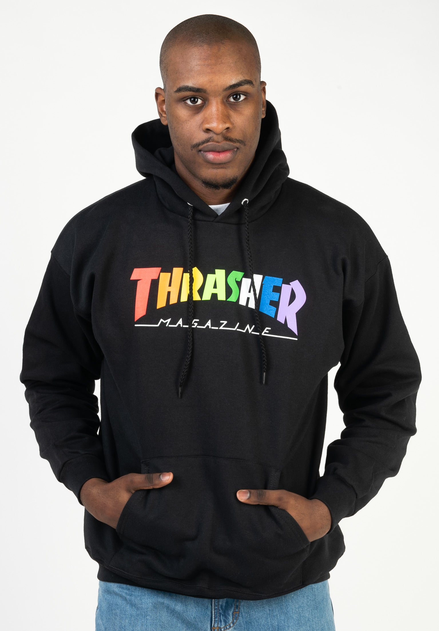 Black hoodie with rainbow on sale