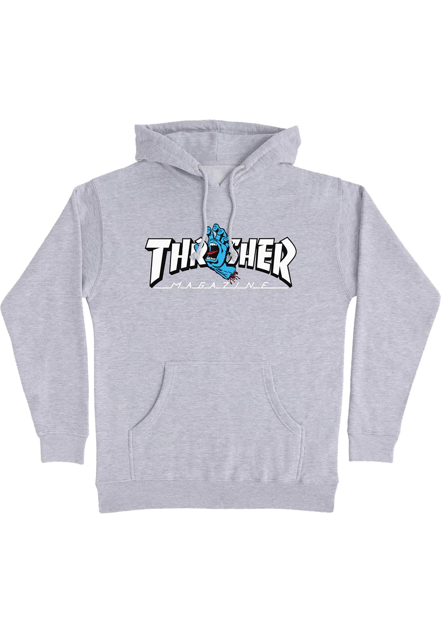 Thrasher Screaming Logo Santa Cruz Hoodie in grey heather fur c TITUS