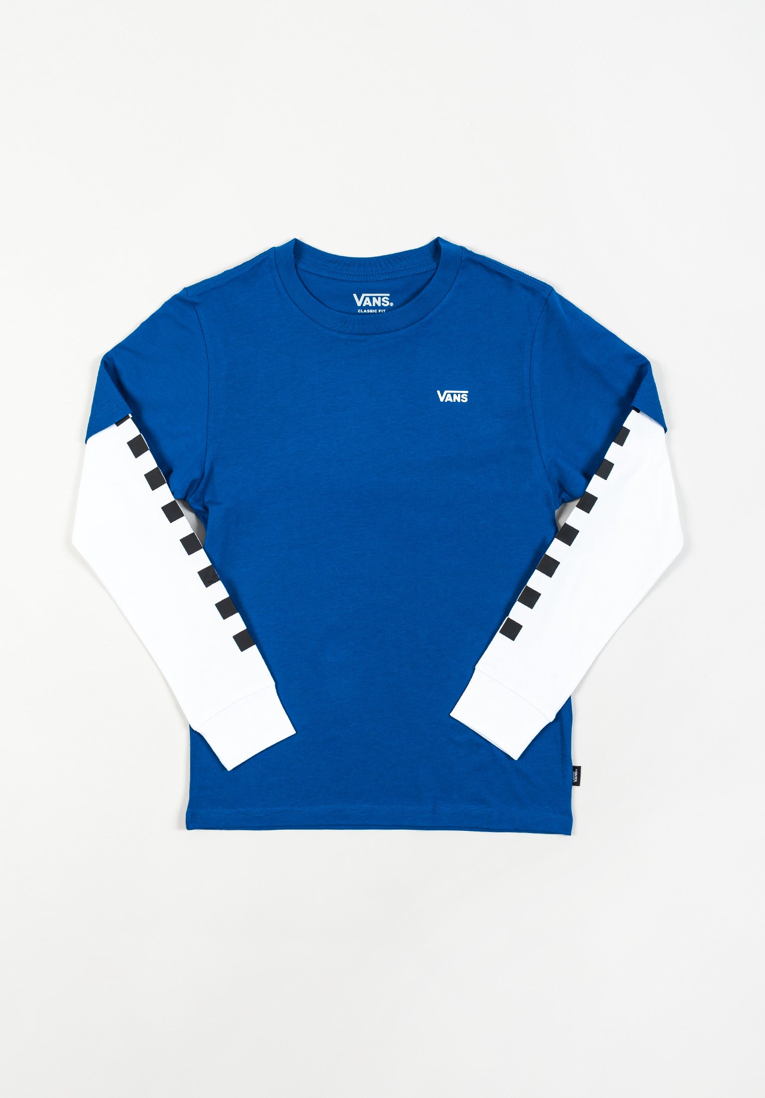 Long Check Twofer Kids Vans Longsleeve in trueblue white fur c TITUS