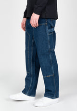 Double Knee Pant Denim bluestonewashed Rückenansicht