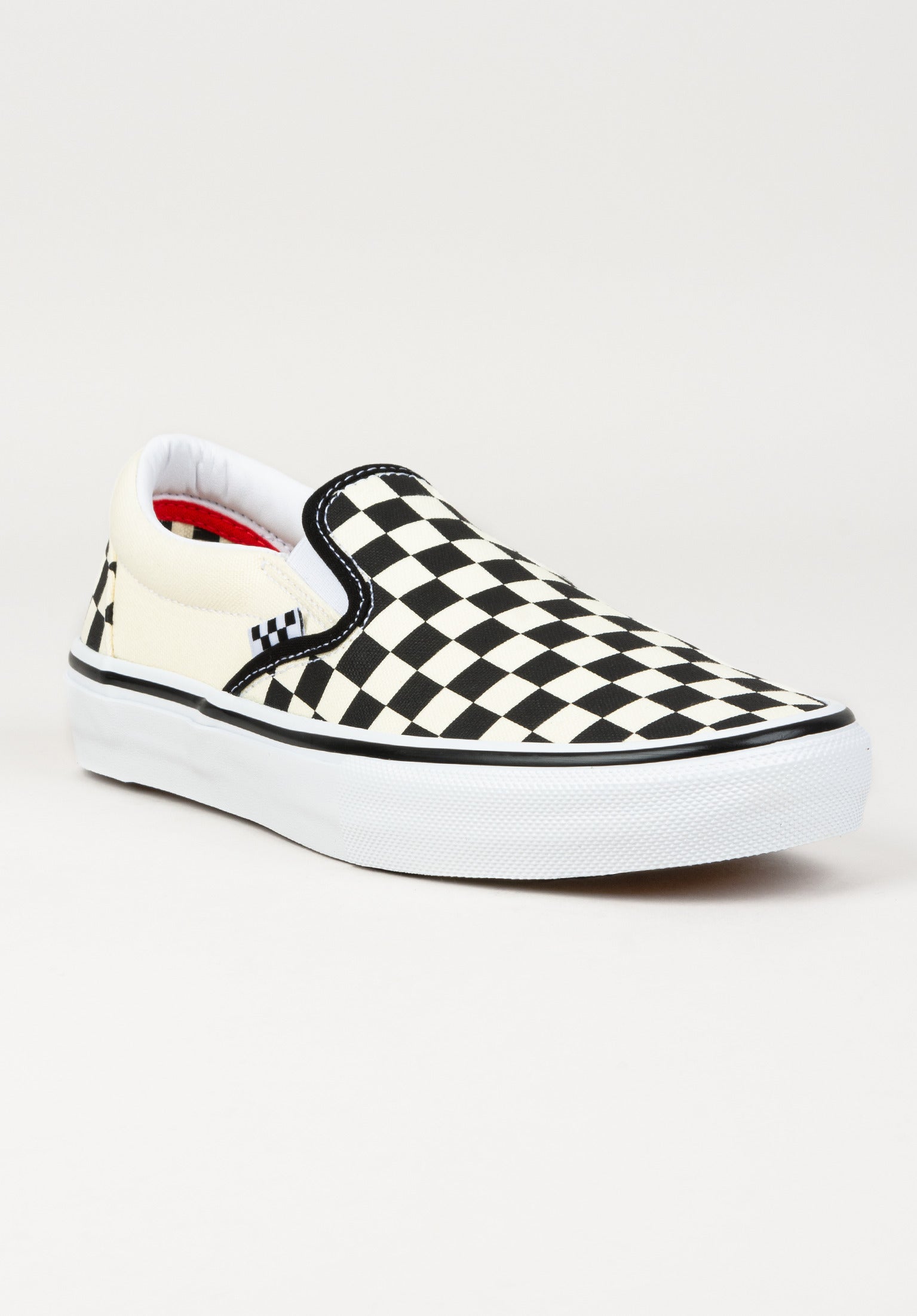 Skate Slip On Vans Schuhe Jungs in white black checkerboard fur c TITUS