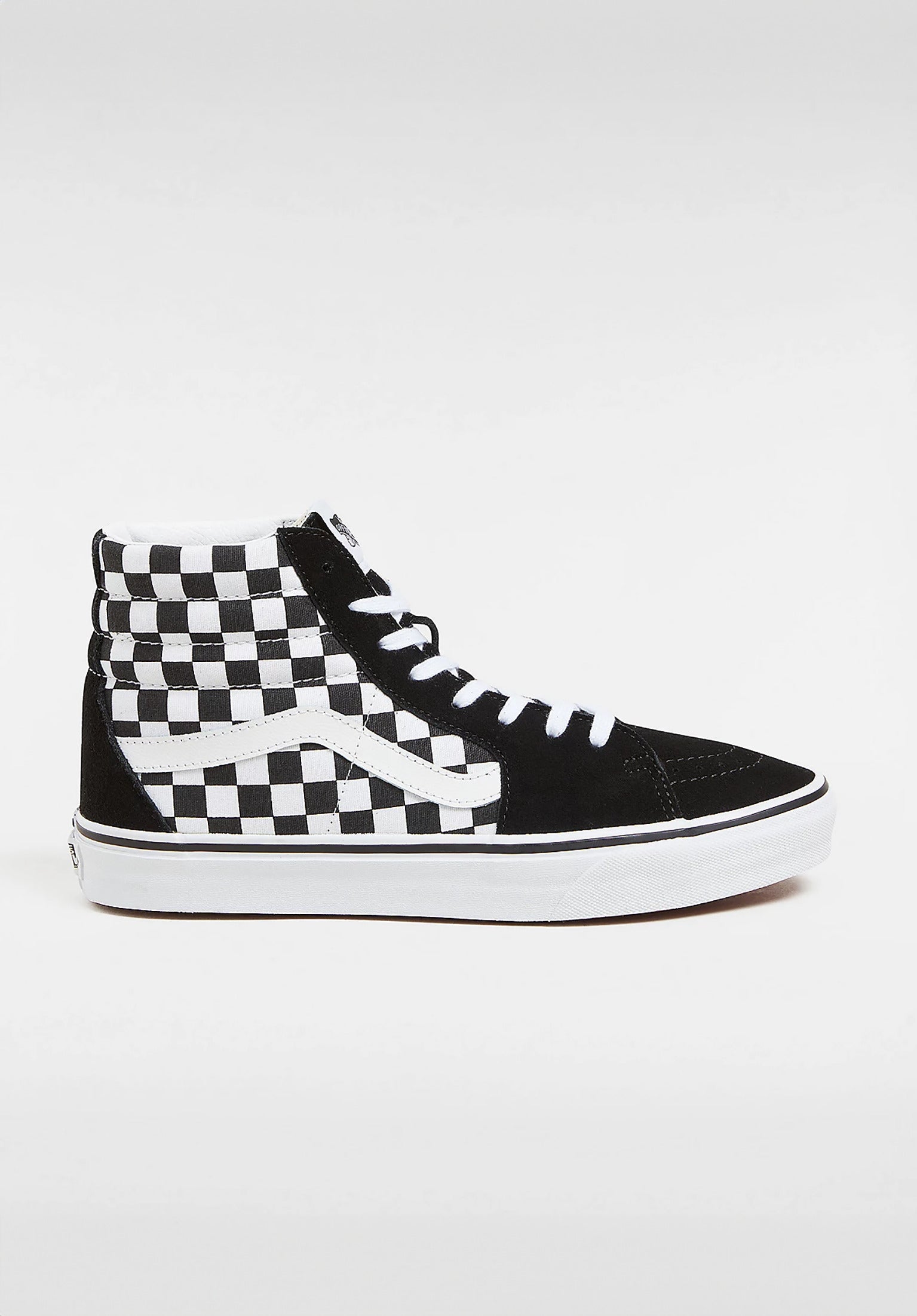 Black checkerboard high top vans on sale