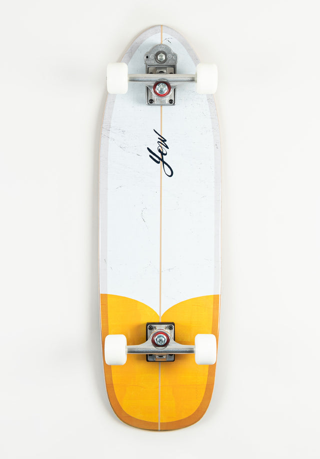 Fistral 34'' Surfskate white-yellow Vorderansicht